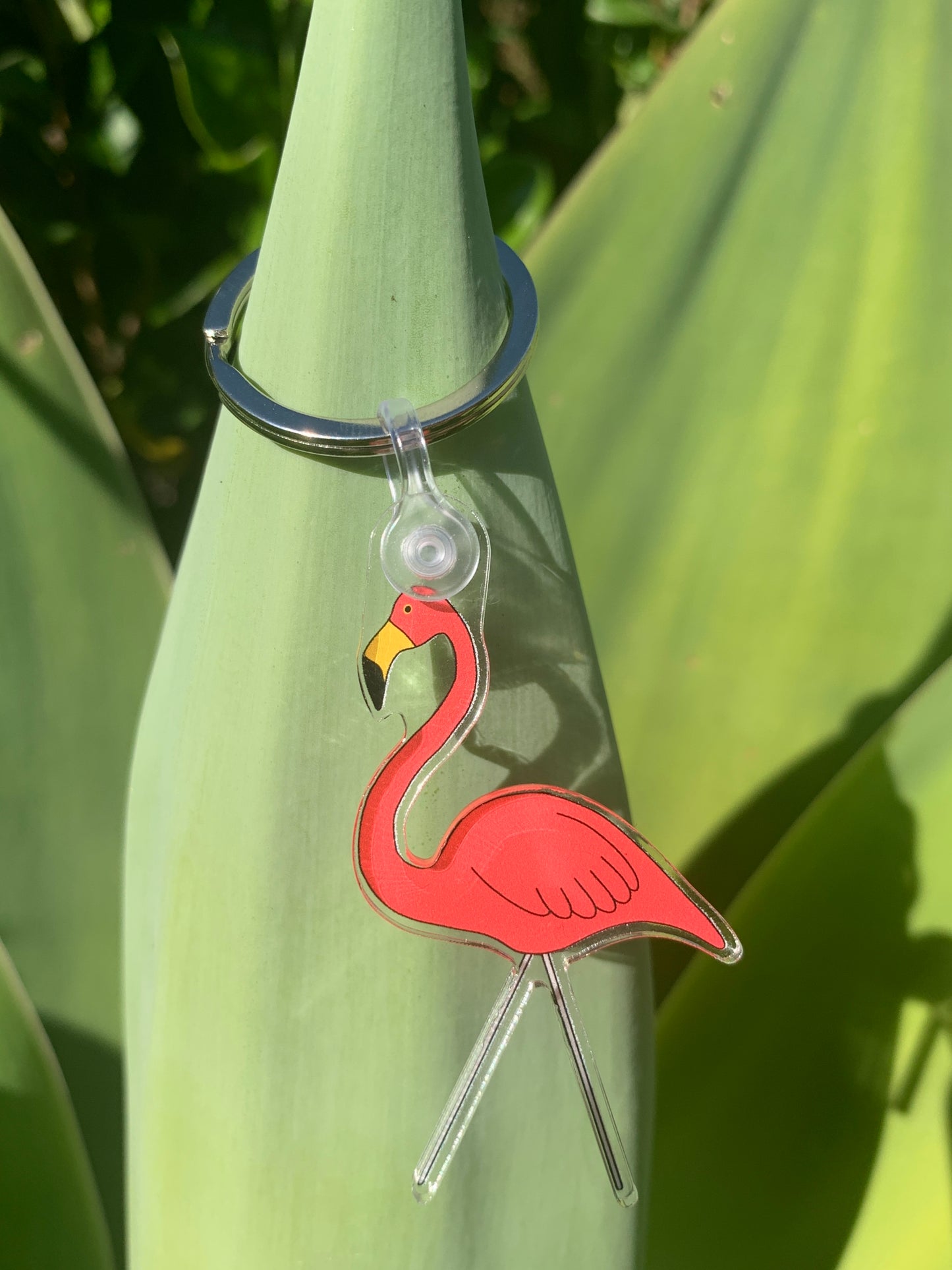 Pink Lawn Flamingo Keychain