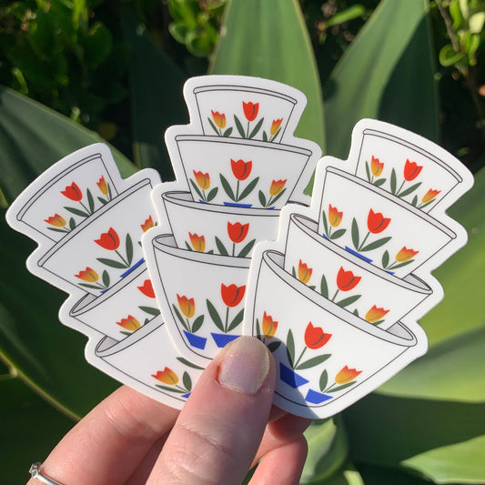 Vintage Fire King ”Ivory" Tulip Milk Glass Mixing Bowls Sticker/Magnet