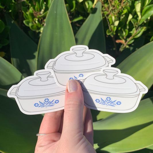 Blue Cornflower Corningware Casserole Sticker/Magnet