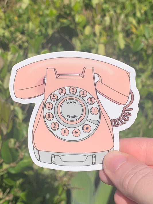 Vintage Pink Telephone Sticker