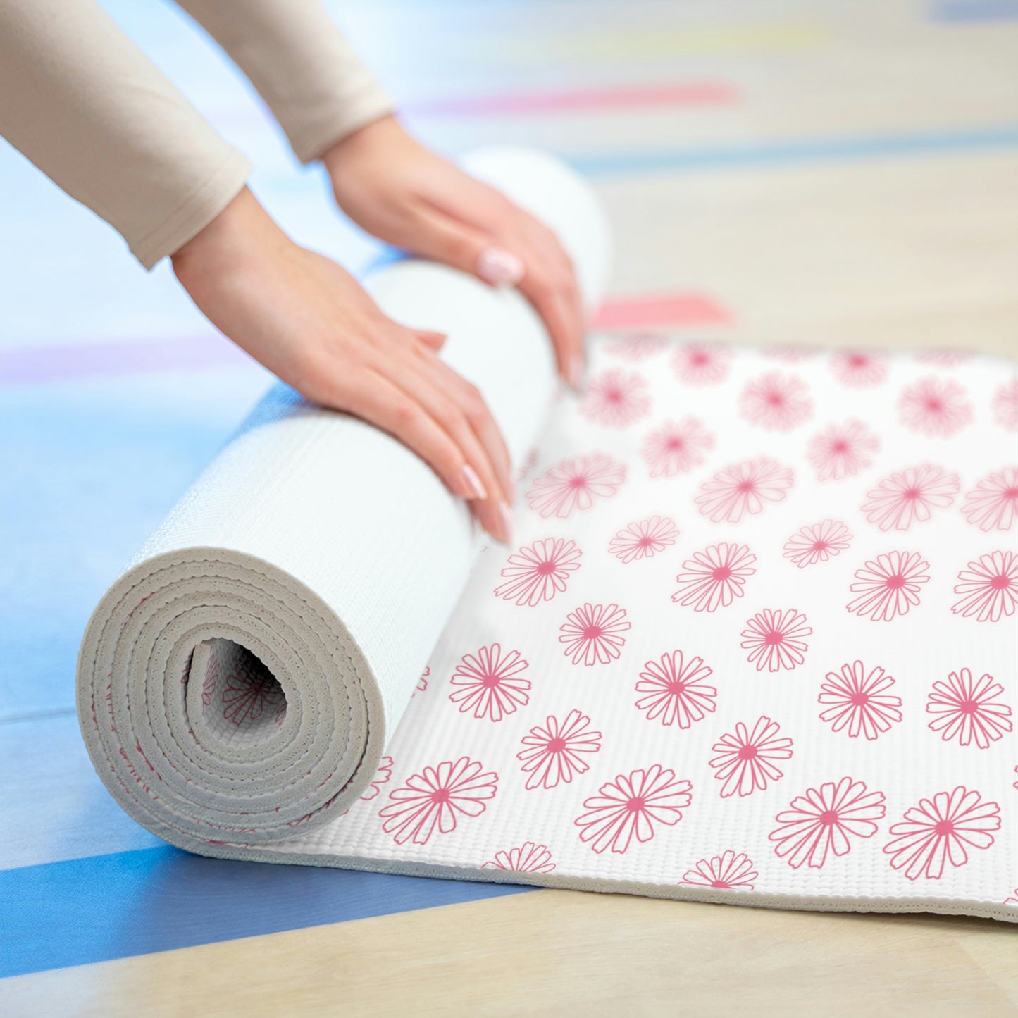 Vintage Pyrex Pink Daisy Foam Yoga Mat