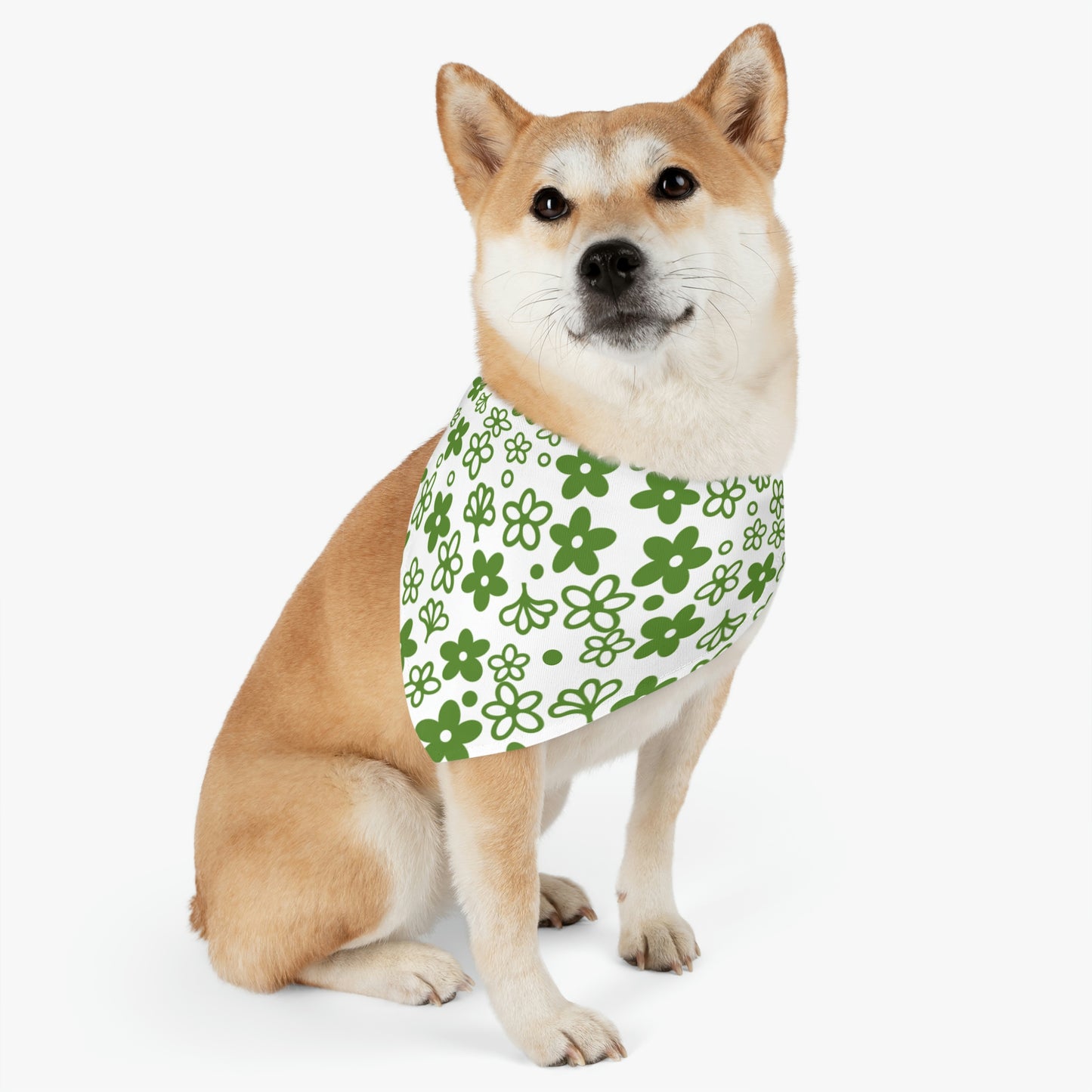 Vintage Pyrex Green Crazy Daisy Pet Bandana Collar