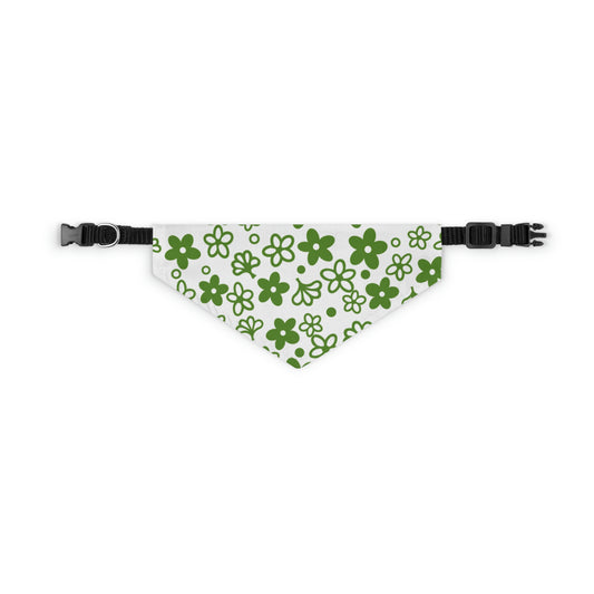 Vintage Pyrex Green Crazy Daisy Pet Bandana Collar