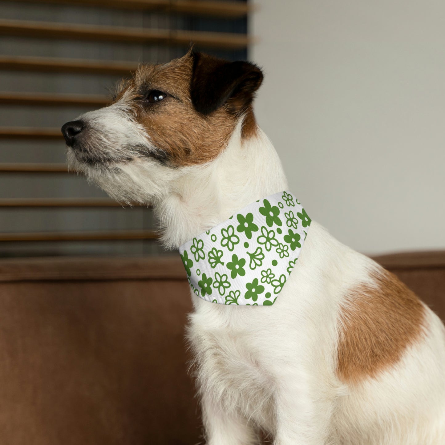 Vintage Pyrex Green Crazy Daisy Pet Bandana Collar