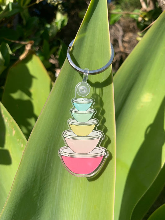 Vintage Pastel Tupperware Wonderlier Bowls Keychain