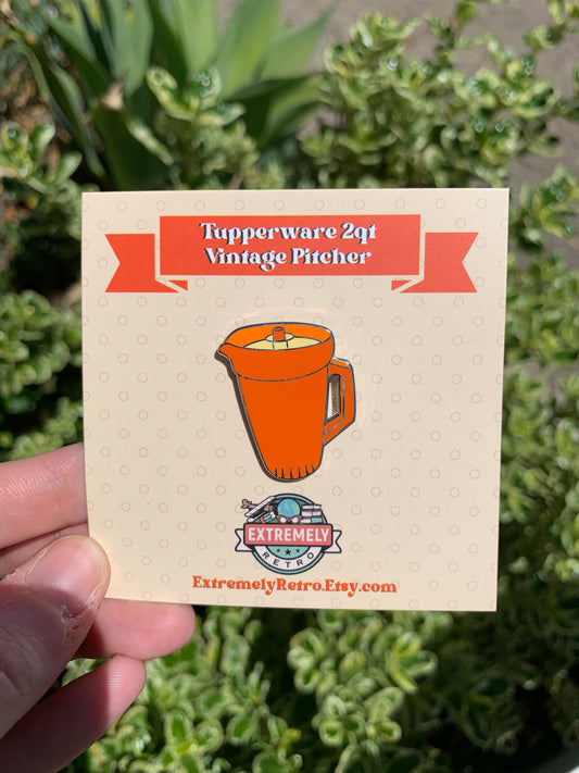 Vintage Orange Tupperware Juice Pitcher Lapel Pin