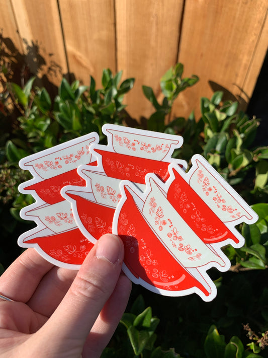 Vintage Pyrex Cinderella Bowls Sticker - Red Gooseberry Pattern