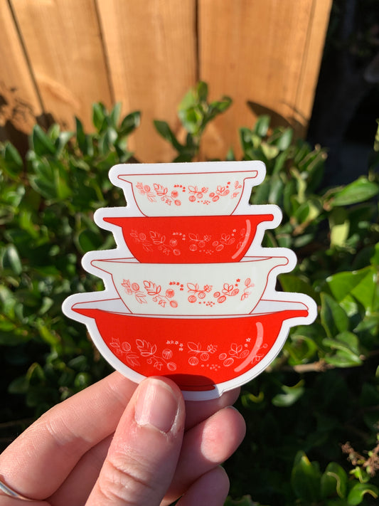 Vintage Pyrex Cinderella Bowls Sticker - Red Gooseberry Pattern