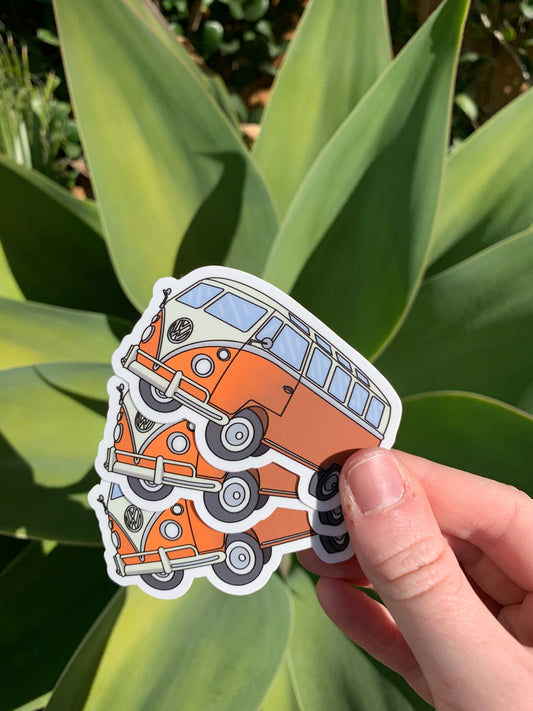 Vintage VW Bus Sticker/Magnet -Orange