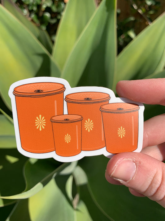 Vintage Orange Tupperware Dry Goods Container Set Sticker/Magnet