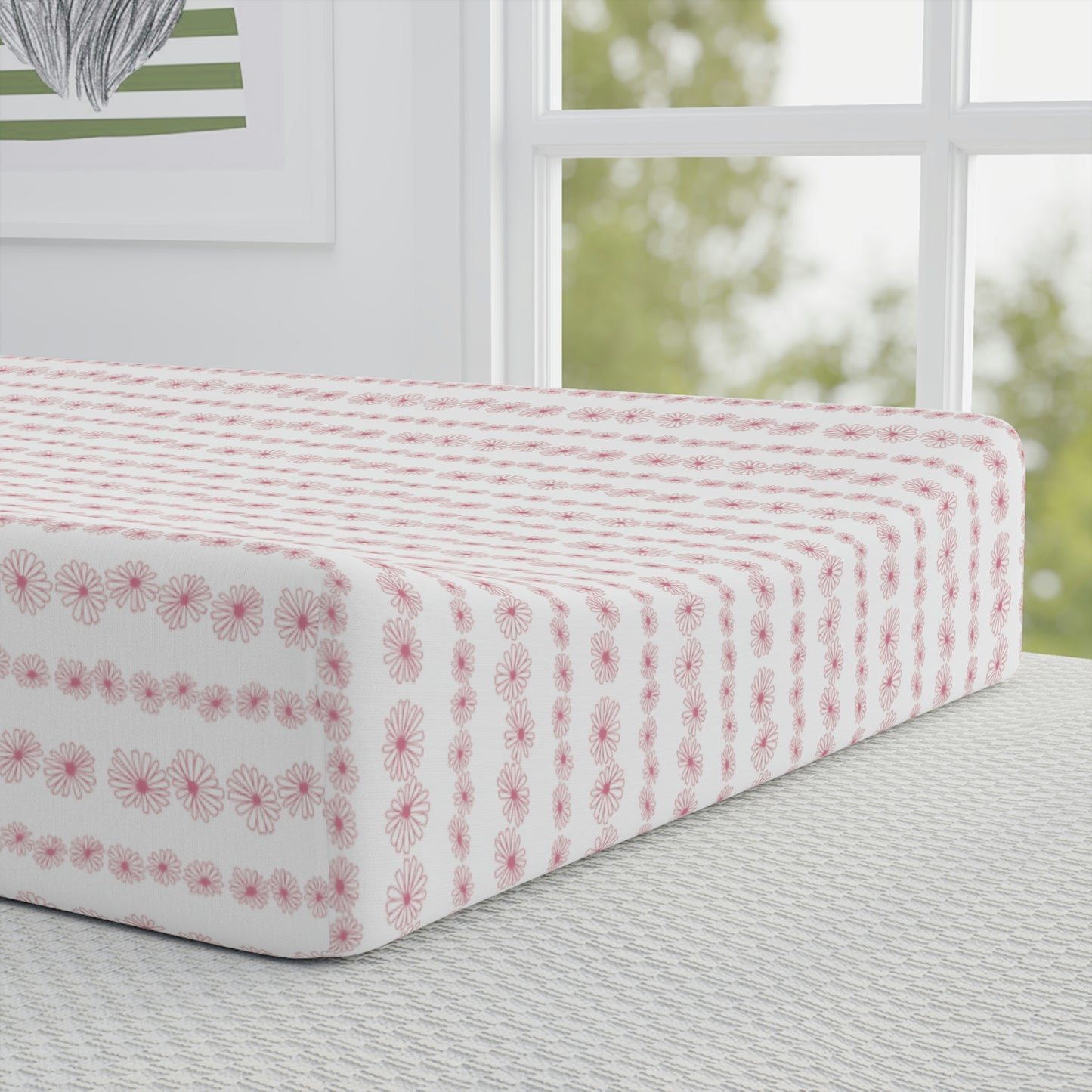Vintage Pyrex Pink Daisy Baby Changing Pad Cover