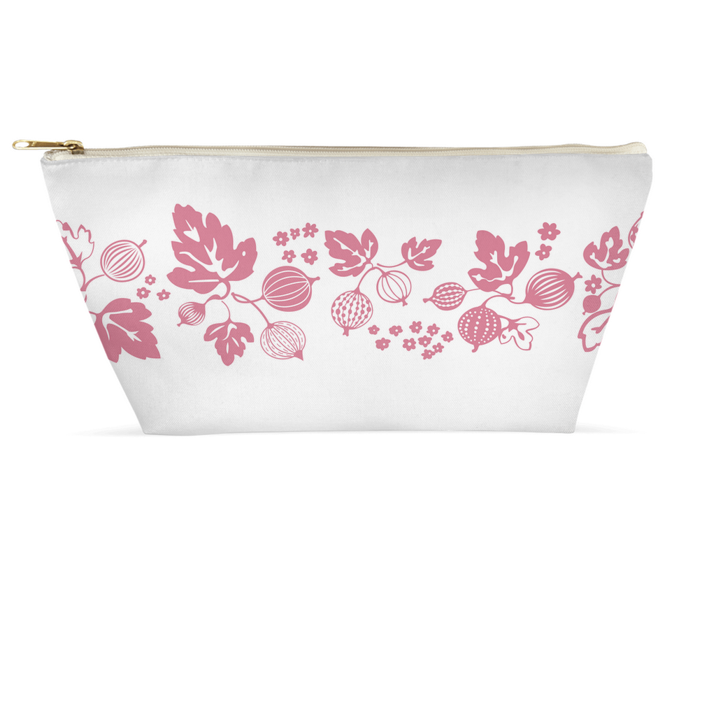 Vintage Pyrex Pink Gooseberry Print Zipper Cosmetic Bag