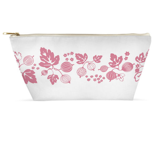 Vintage Pyrex Pink Gooseberry Print Zipper Cosmetic Bag