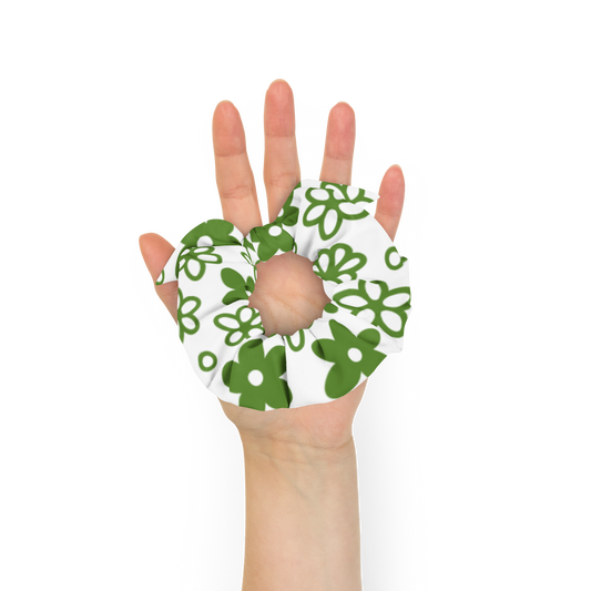 Vintage Pyrex Green Crazy Daisy Hair Scrunchie