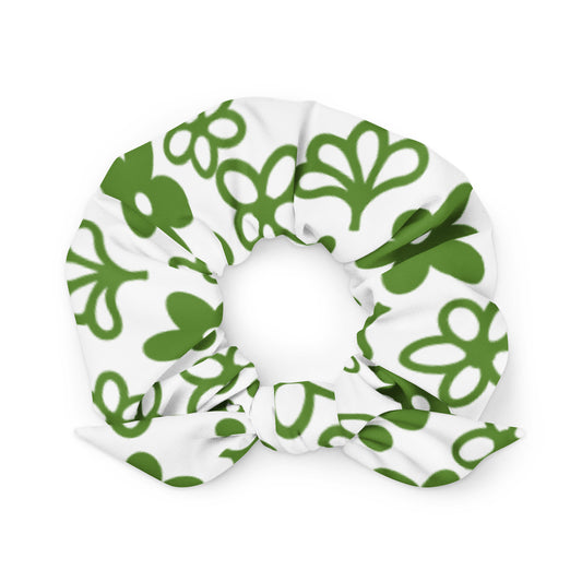 Vintage Pyrex Green Crazy Daisy Hair Scrunchie