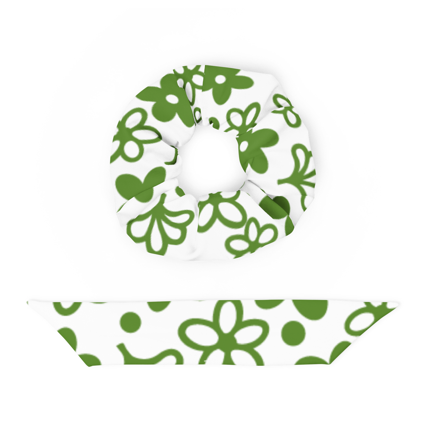 Vintage Pyrex Green Crazy Daisy Hair Scrunchie