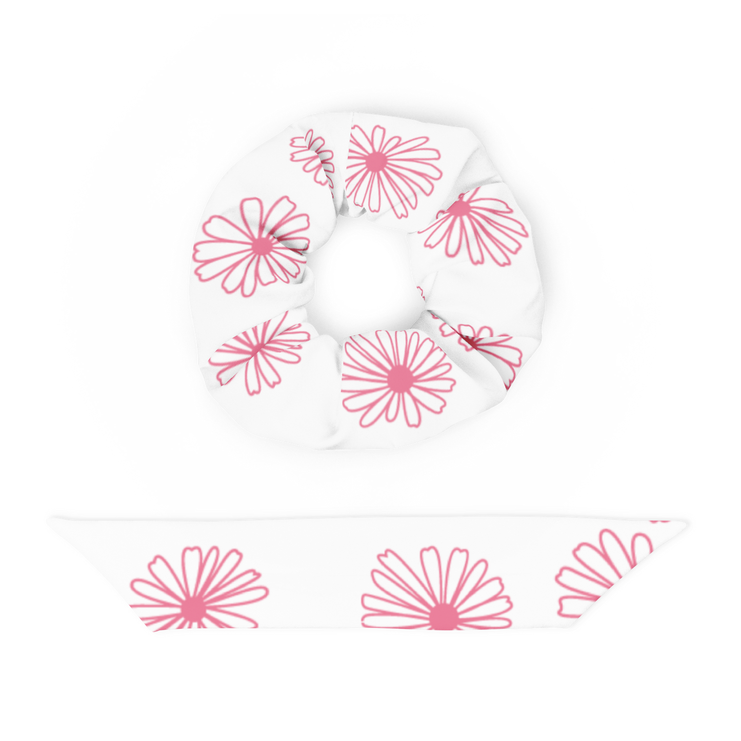 Vintage Pyrex Pink Daisy Hair Scrunchie