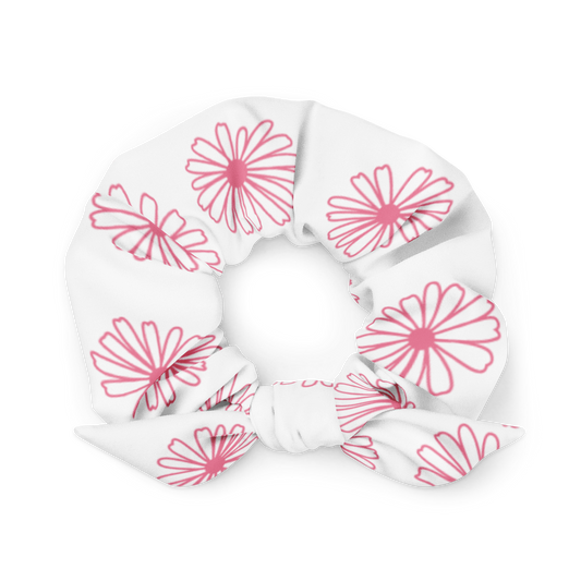 Vintage Pyrex Pink Daisy Hair Scrunchie