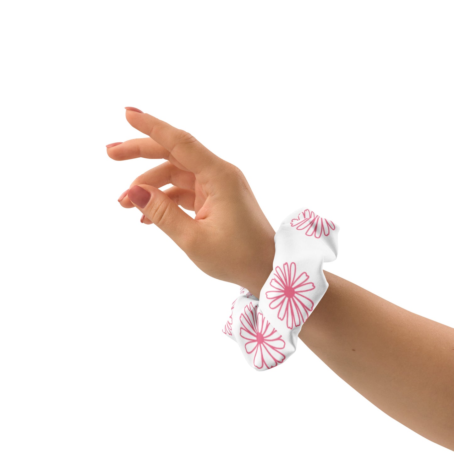Vintage Pyrex Pink Daisy Hair Scrunchie