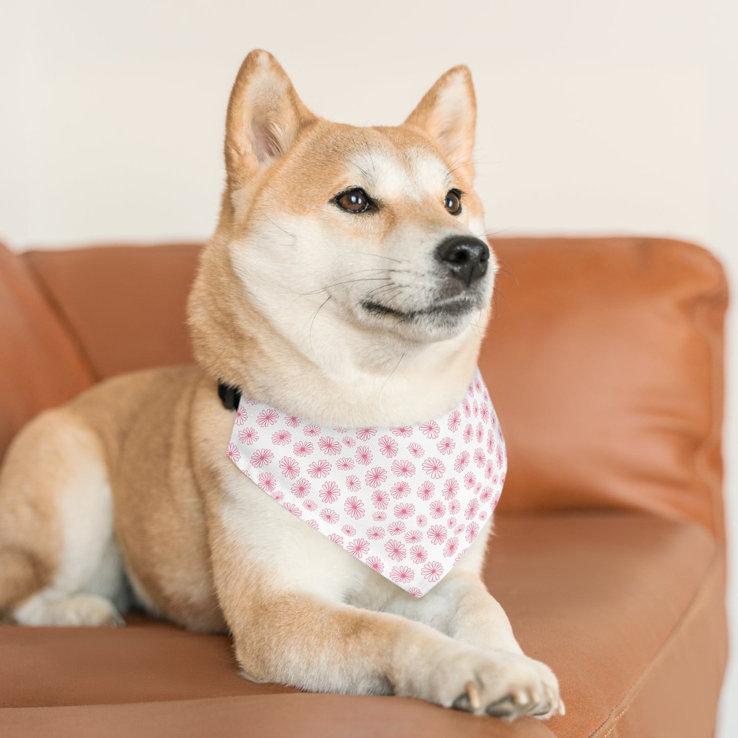 Vintage Pyrex Pink Daisy Pet Bandana Collar