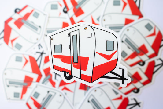 1960's Cardinal Travel Trailer Sticker - Cherry Red