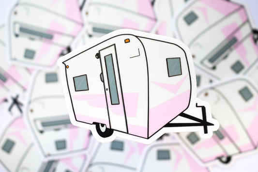 1960's Cardinal Travel Trailer Sticker - Bubble Gum Pink