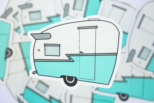 1960's Shasta Travel Trailer Sticker/Magnet - Turquoise Blue