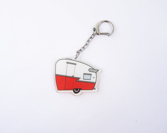 Vintage Trailer Keychain - 1960's Red Shasta Acrylic Charm