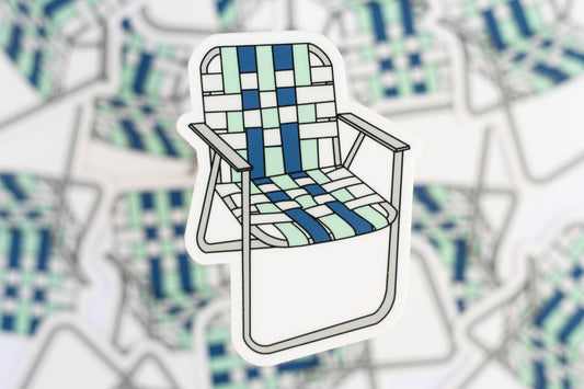 Vintage Aluminum Lawn Chair Sticker / Magnet - Light/Dark Blue