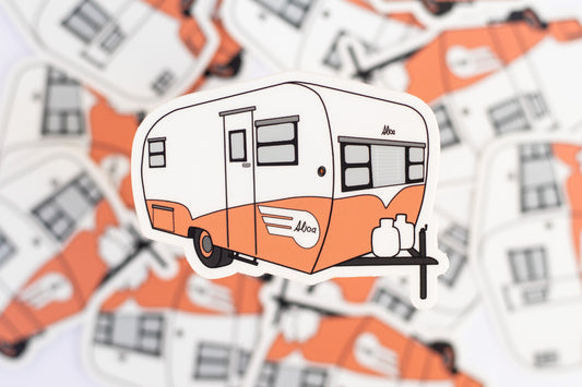 1960's Aljoa Travel Trailer Sticker - Creamsicle Orange