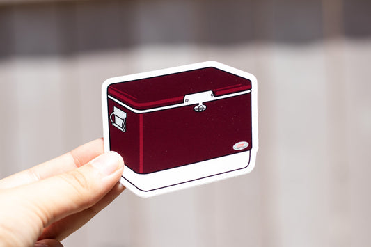 Vintage Hard Side Ice Chest Sticker - Burgundy