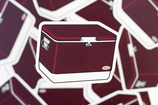 Vintage Hard Side Ice Chest Sticker - Burgundy