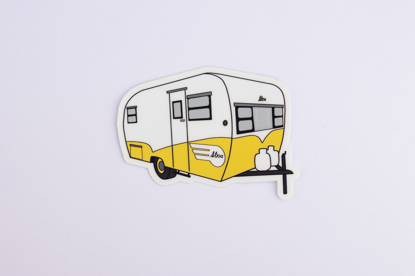 1960's Aljoa Travel Trailer Sticker - Sunshine Yellow