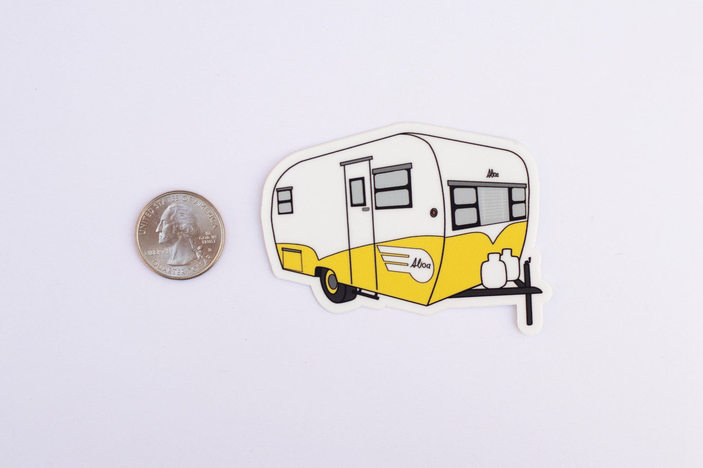 1960's Aljoa Travel Trailer Sticker - Sunshine Yellow