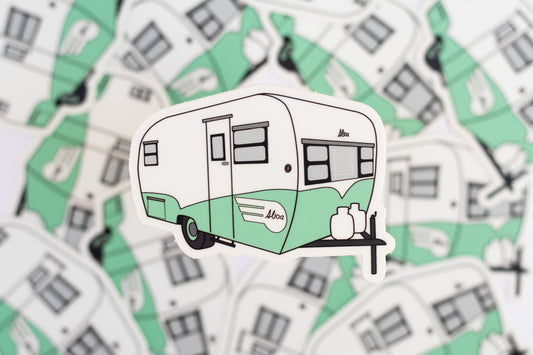 1960's Aljoa Travel Trailer Sticker - Light Green