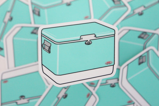 Vintage Coleman Hard Side Ice Chest Sticker / Magnet - Turquoise