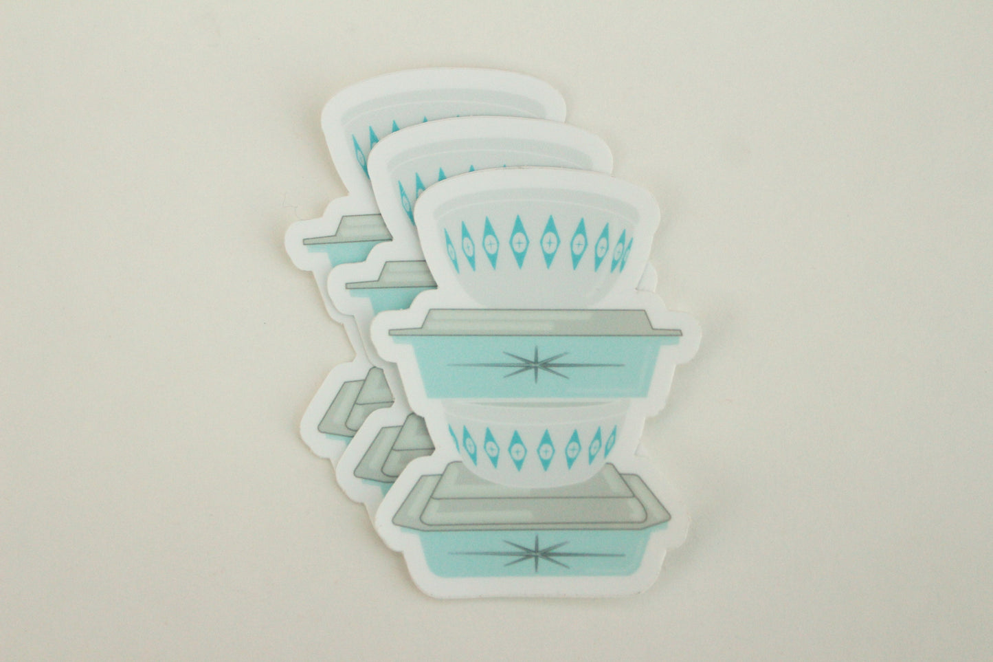 Vintage Pyrex Dishes Sticker / Magnet - Light Blue Atomic Pattern