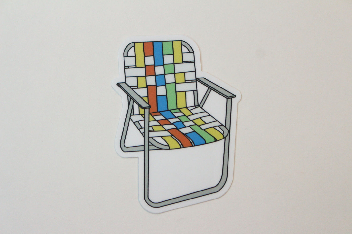 Vintage Aluminum Lawn Chair Sticker - Classic Primary Rainbow Blue