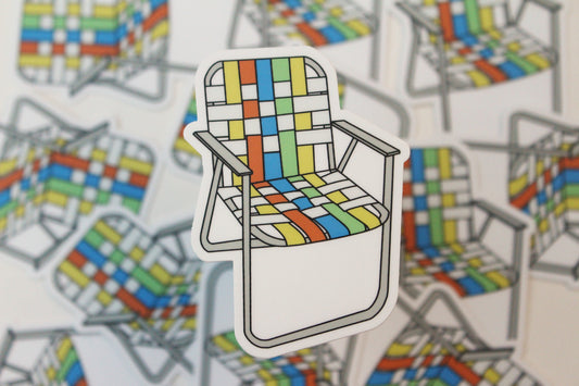 Vintage Aluminum Lawn Chair Sticker - Classic Primary Rainbow Blue