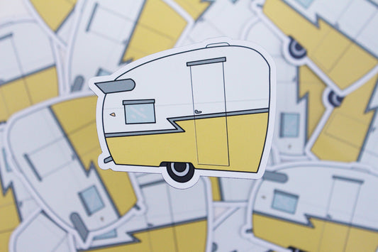 1960's Shasta Travel Trailer Sticker/Magnet - Sunshine Yellow