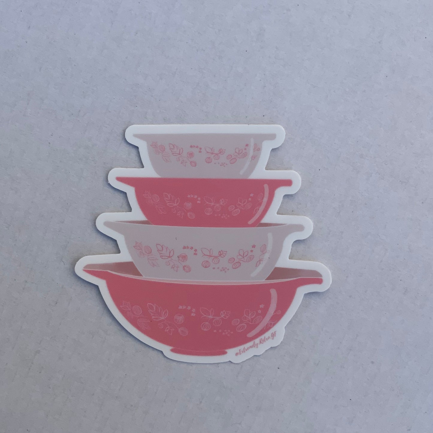 Vintage Pyrex Cinderella Bowls Sticker / Magnet - Pink Gooseberry Pattern