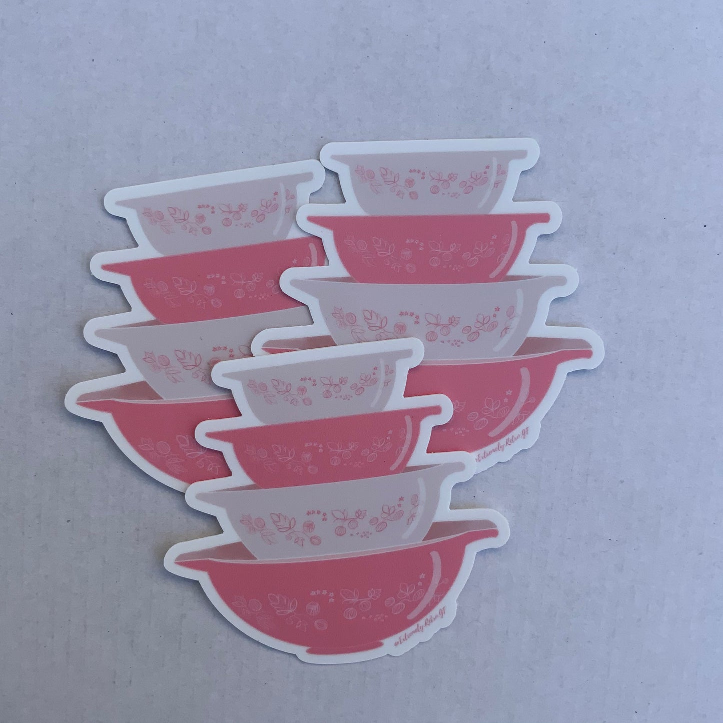 Vintage Pyrex Cinderella Bowls Sticker / Magnet - Pink Gooseberry Pattern