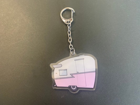 Vintage Trailer Keychain - 1960's Light Pink Shasta Acrylic Charm
