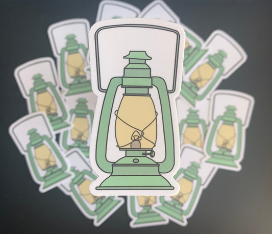 Vintage Camping Lantern Sticker- Mint Green