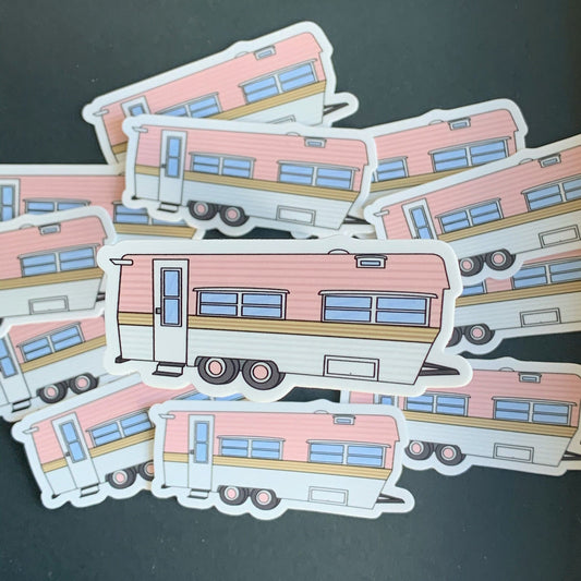 1972 Baby Pink Prowler Vintage Travel Trailer Sticker