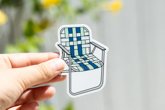 Vintage Aluminum Lawn Chair Sticker / Magnet - Light/Dark Blue