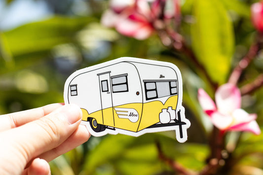 1960's Aljoa Travel Trailer Sticker - Sunshine Yellow