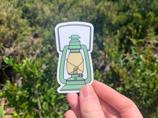 Vintage Camping Lantern Sticker- Mint Green