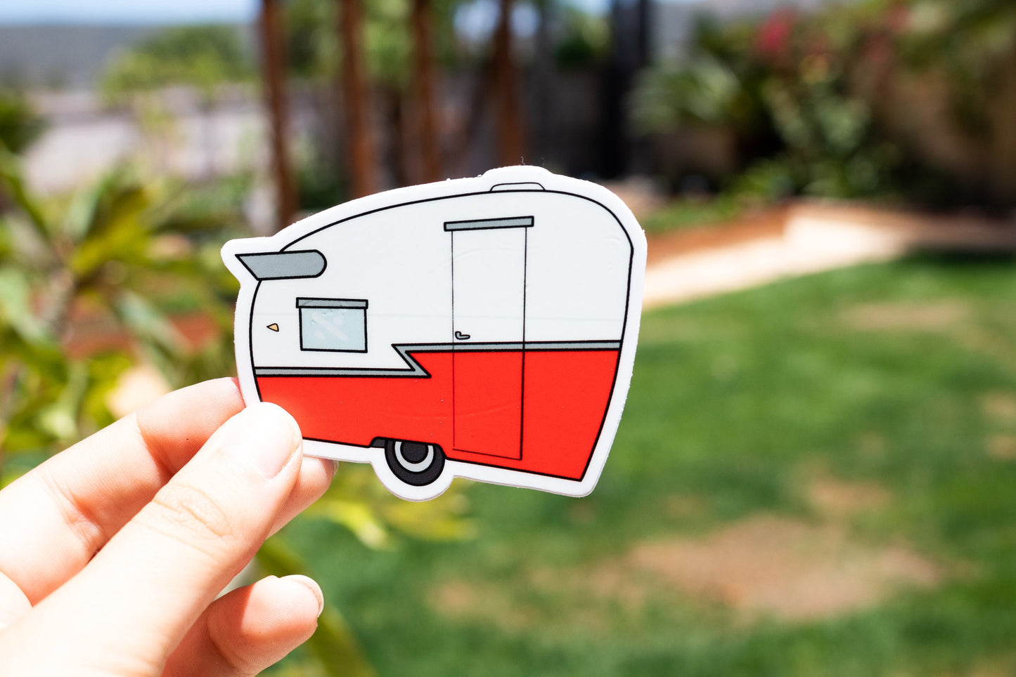Red Shasta trailer sticker