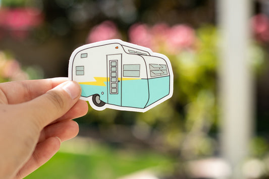 1960's Serro Scotty Travel Trailer Sticker - Blue/Yellow